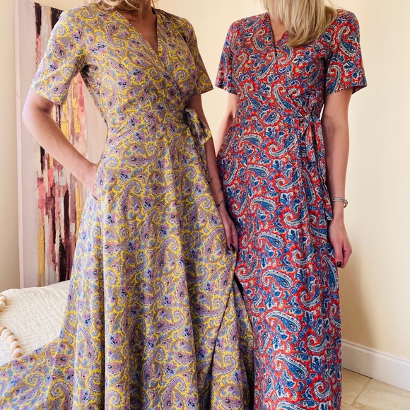 Floral Print Belted cotton boho maxi paisley Dress - Picture 4 of 10